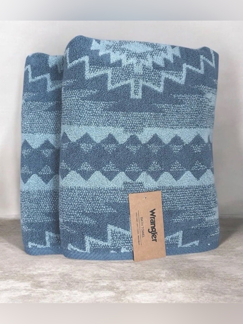 Wrangler Bath Towels Set of 2 Blue Southwestern Aztec NWT